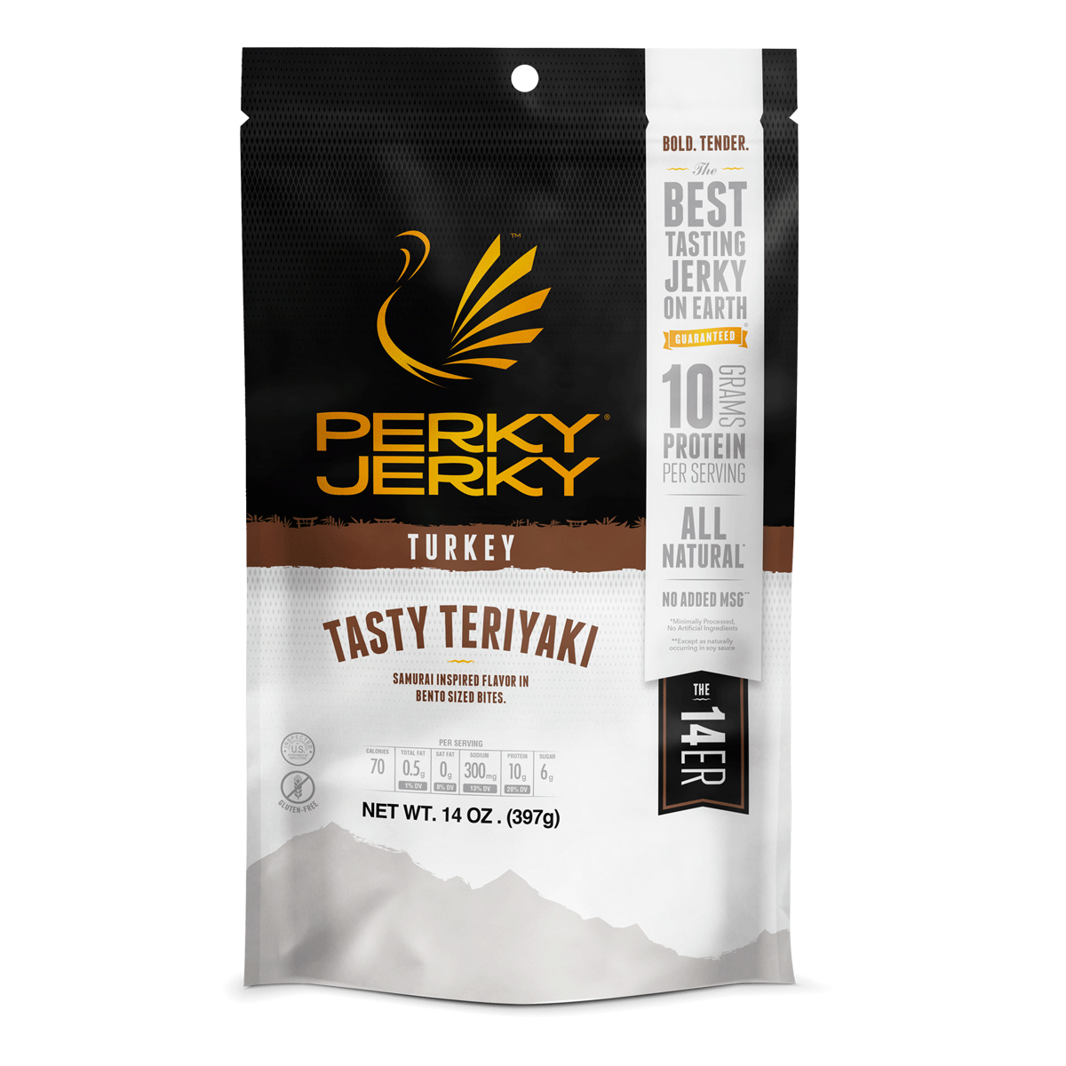 Perky Jerky Tasty Teriyaki Turkey Jerky 14oz Bag