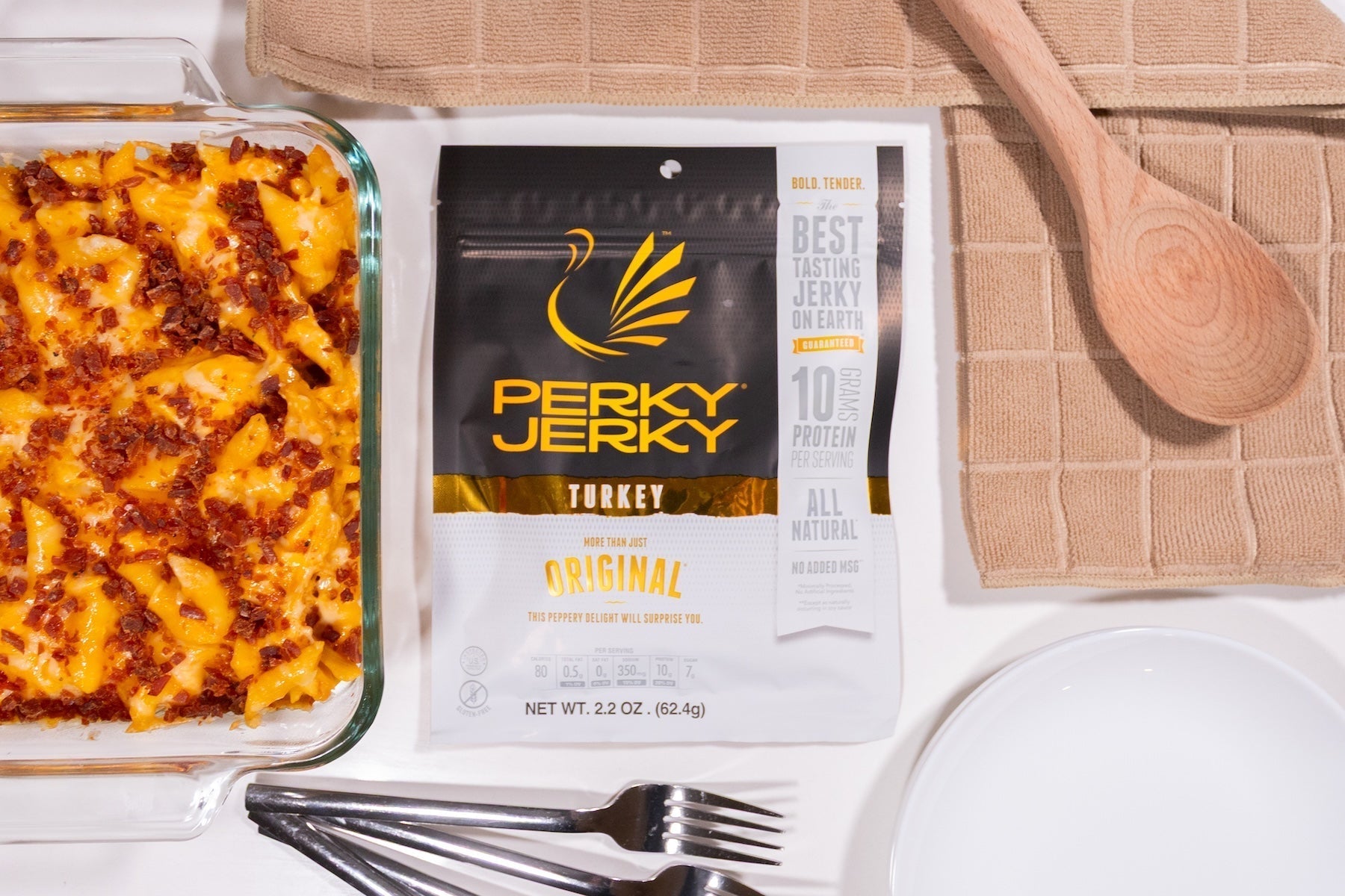 buffalo chicken jerky bake with original turkey jerky