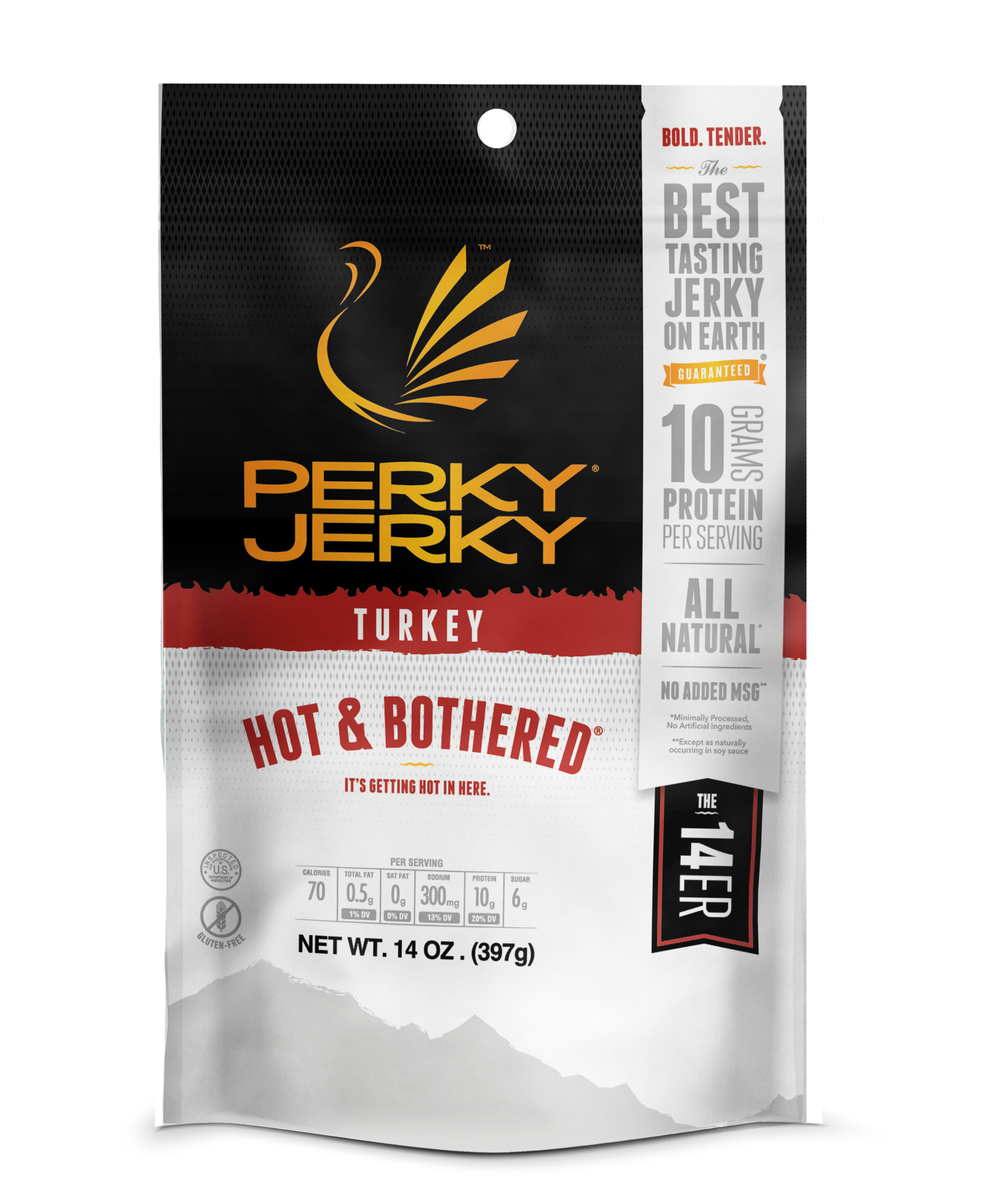 Perky Jerky Hot and Bothered Turkey 14oz Bag