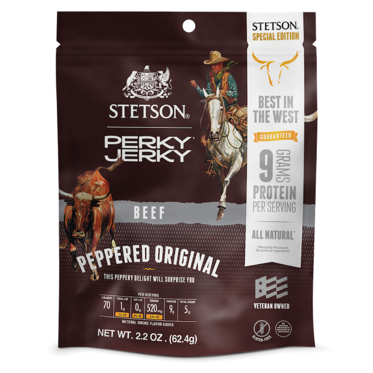 Stetson Perky Jerky Beef Peppered Original front of package