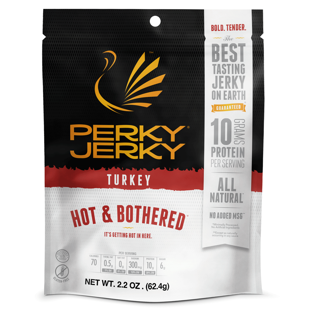 Perky Jerky Hot and Bothered Turkey 2.2oz Bag